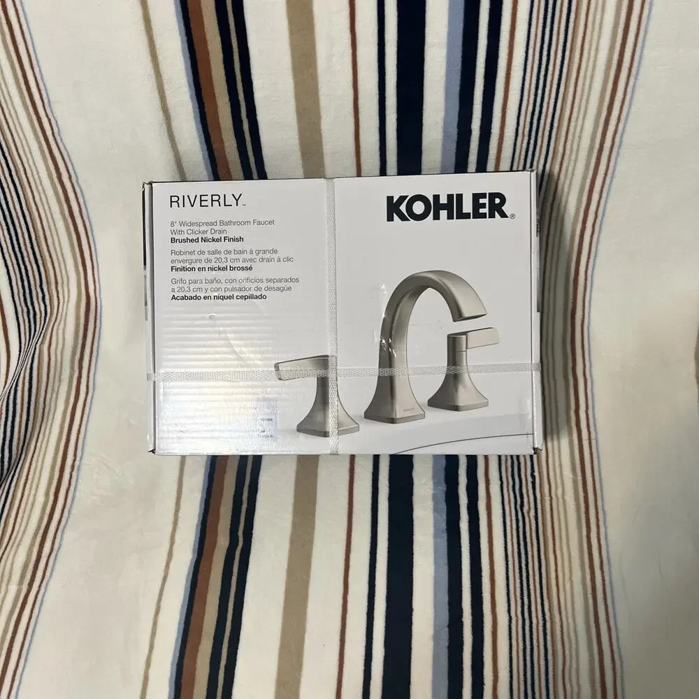 Kohler Riverly 8 Inch Widespread Bathroom Sink Faucet Brushed Nickel Finish